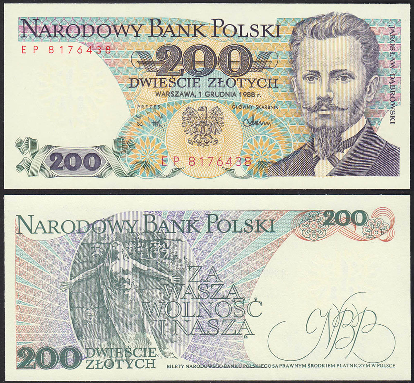 Polen - Poland - 200 Zlotych Banknote 1988 UNC Pick 144c (13882